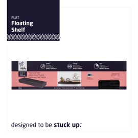 HIGH & MIGHTY 515608 Modern 24" Floating Shelf Holds up to 20lbs, Easy Tool-Free Dry Wall Installation, Flat, Retail Packaging, Black