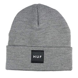 Huff Men's Knit Cap, Box Logo, Hat, Skater, Brand, Street, GREYHEATHER