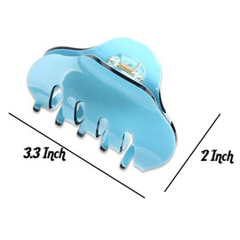 Liasun 3.3" Jelly Color Hair Claw Clip-Acrylic Strong Holding Power Hair Clips Hairgrip for Women and Girls Hair Barrettes for Medium or Long Hair (Blue)