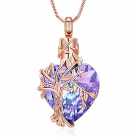 VCCWYQK Heart Tree of Life Urn Necklace for Ashes, Stainless Steel Cremation Jewelry for Women, Ashes Memorial Jewelry (D)