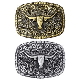 FREEBLOSS 2Pcs Cowboy Belt Buckle for Men Longhorn Bull Belt Buckles Western Cowboy Belt Buckle Western Belt Buckle Faith Belt Buckle