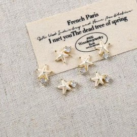 (Shinju Zircon) Summer Parts Starfish (8x9) Gold Silver 2 types, 2 pieces each, choose, Gold (2 pieces) / (신주지르콘)썸머파츠불가사리 (8x9) 골드 실버 2종 각 2개입 택 일, 골드(2개입)