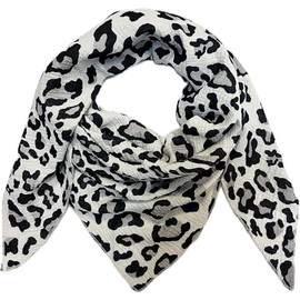 Leopard Triangle Scarf Made of 100% Cotton Spring Unisex Plain Fashion Stole Scarf Transition Period Italy Summer Knitted Scarf Knitted Scarf Leo, gray