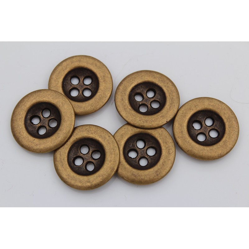 Simple Brass Antique Bronze 4 Hole Basic Buttons Metal Buttons