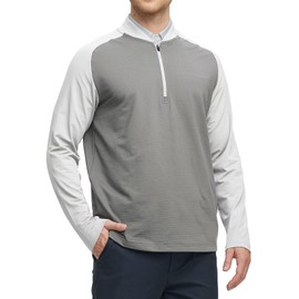 Rouen Sweatshirts for Men Moisture Wicking Sports Casual Comfortable Golf Quarter Zip Pullover Men Sweatshirts Grey