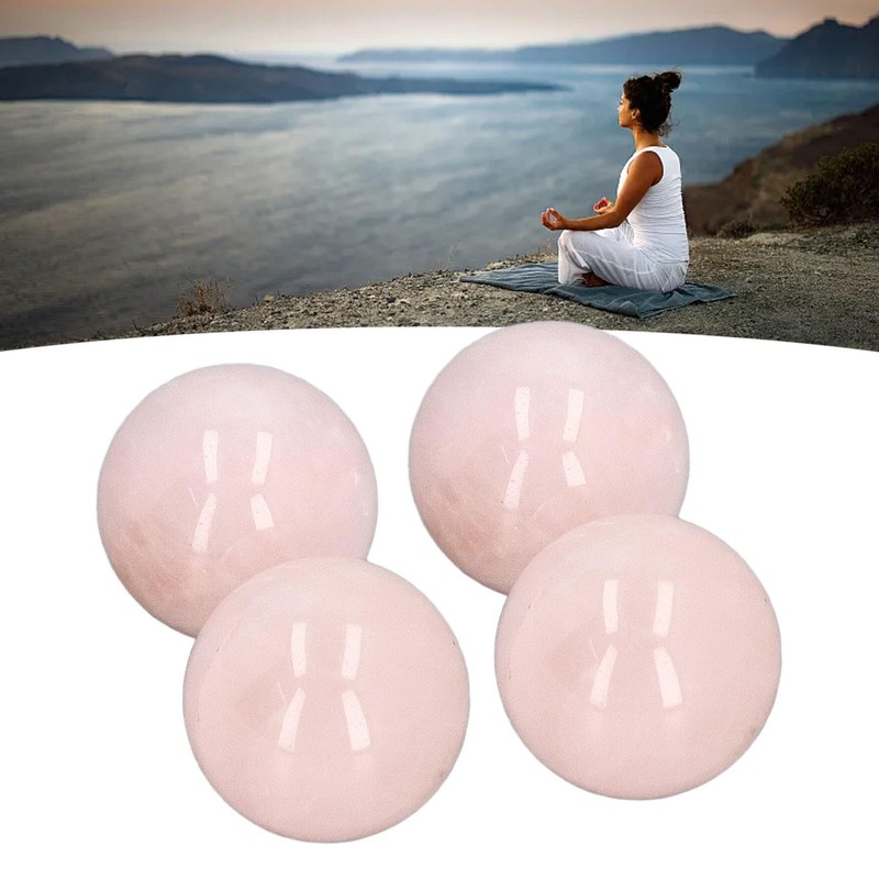 Okuyonic Esfera de Cuarzo Rosa, Tamaño de Palma, 4 Piezas,
