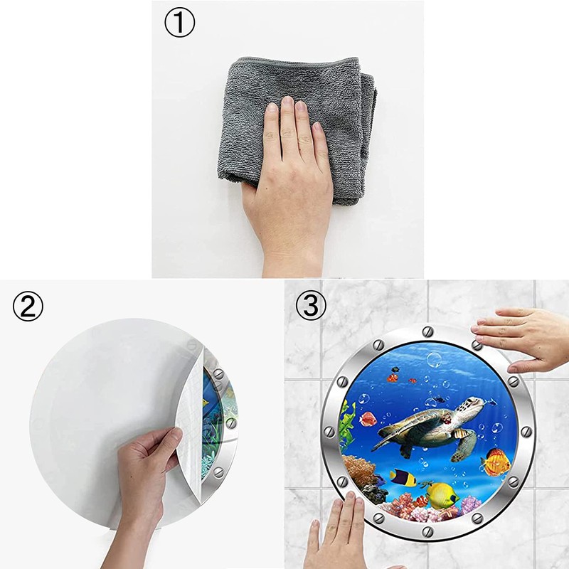 akindou 3D Wall Stickers Dolphins Sea Turtle Tropical Fish Wallpaper
