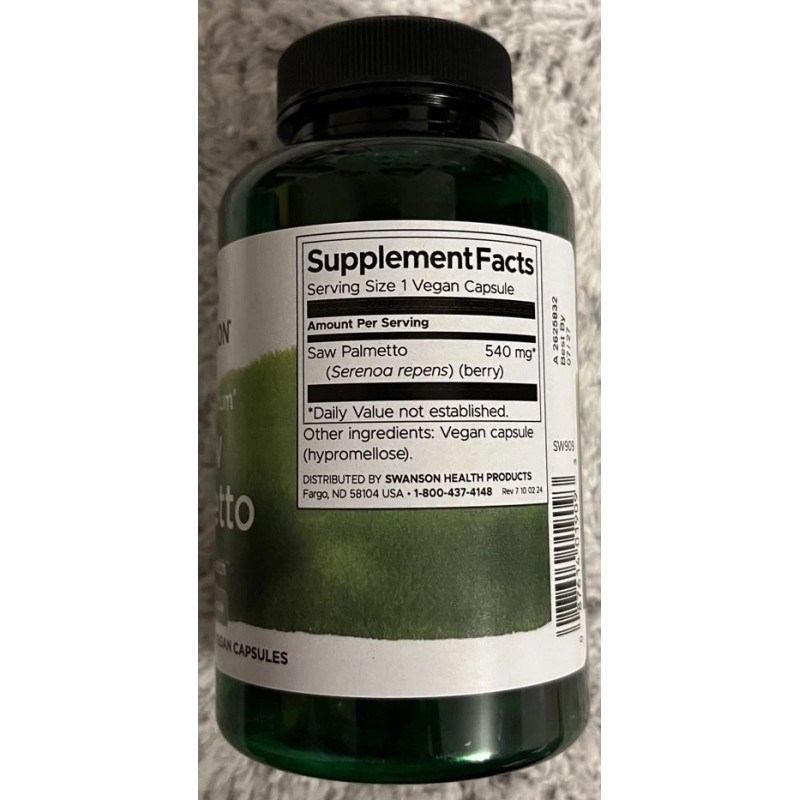 Swanson 200 Caps Saw Palmetto 540 mg 2X100 VegCap Prostate