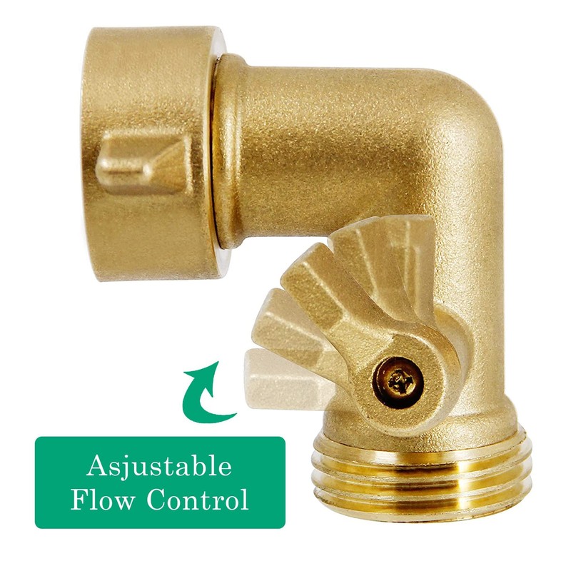 Xiny Tool 90 Degree Garden Hose Adapter with Shut Off