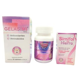 Pack Gelasimi Colágeno Simifol Cabello Piel Uñas Cápsulas Tabletas Uso Diario