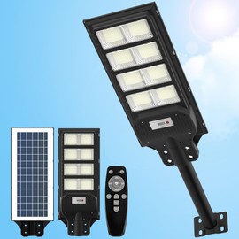 UCGG Solar Street Light Outdoor, 1000W 6500K Dusk to Dawn Light with Remote Control, Motion Sensor Lights with Timer & Brightness Setting, Waterproof Flood Light for Yard Parking Lot Garage Pathway
