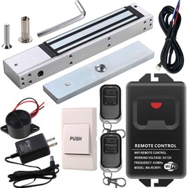 HWMATE Access Control System Kit with 600lbs Holding Force Magnetic Lock Exit Button WiFi Remote & Buzzer Controlled by Smartphone