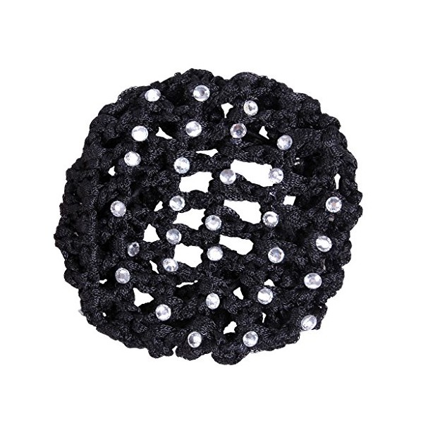 QHP Haarnetz Diamand mit Kunst-Perlen besetzt (Schwarz)