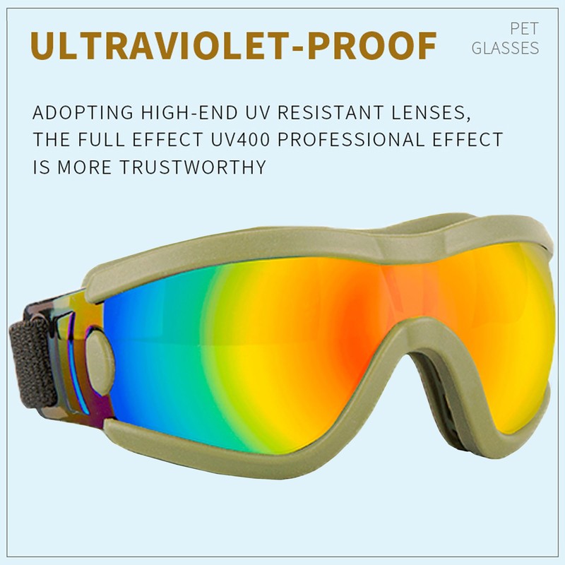 Small Dog Sunglasses with Adjustable Strap UV Protection, Winproof Puppy