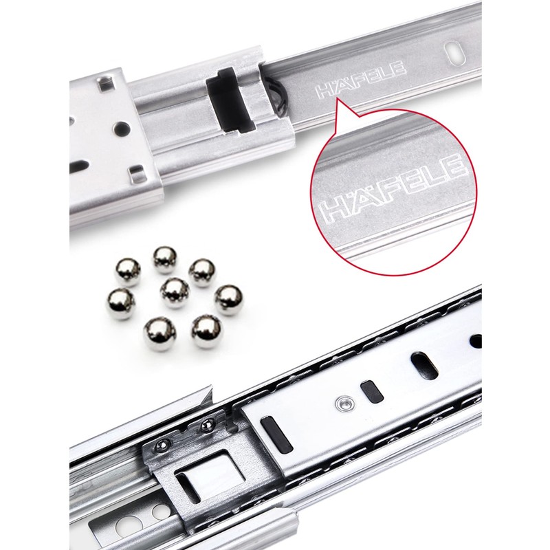 Hafele Stainless Steel Side Mount Drawer Runners, 35kg Load Capacity,