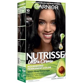 Garnier Color de Cabello Nutrisse Crema Nutritiva, 10 Negro (Regaliz) Tinte Permanente para el Cabello, 1 Unidad (El Empaque Puede Variar)