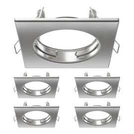 ledscom.de RIR Ceiling Mounting Frame, Square, Matt Stainless Steel, Pack of 5