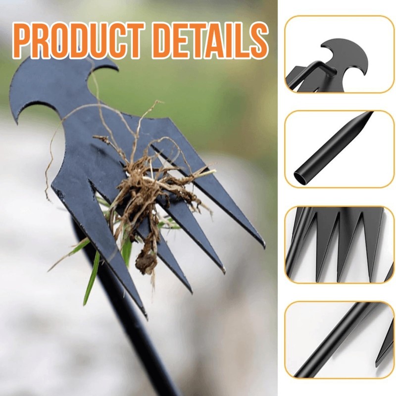 MOTEERLLU Weeding Artifact Uprooting Weeding Tool Gardening, 4-Claw Manganese Steel