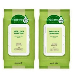 Point & Veggie Cica Cleansing Water Tissue Mildly Acidic Fine Dust Cleansing 100 Sheets (2 Pack) Korean K-Beauty Skincare School Group / 포인트앤 베지 시카 말끔 클렌징 워터 티슈 약산성 미세먼지 클렌징 100매 2개 한국K뷰티 스킨케어 학교 군