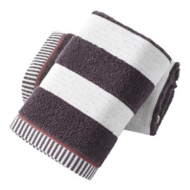 sense gnosis Brown Striped Hand Towel Soft and Absorbent 100% Cotton Luxury Bathroom Gauze Ribbed Hand Towel Decorative 13 x 29 Inch, 2 Pieces