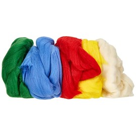 Rayher pure virgin wool comb in 5 colours, 25 g each, total weight: 125 g, wool, 25 cm x 16 cm x 6 cm, wool, Basisfarben, 25 x 16 x 6 cm