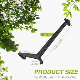 Lasnten 100 Pieces Black Fruit Tree Branch Limb Spreader for Strong Spreading Crotch Angles Branches, Plastic Bonsai Branch Trunk Spreaders Modelling Tool Plant Stem Trainer