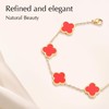 Four Leaf Clover Bracelets for Women, 18K Gold Plated Ruby