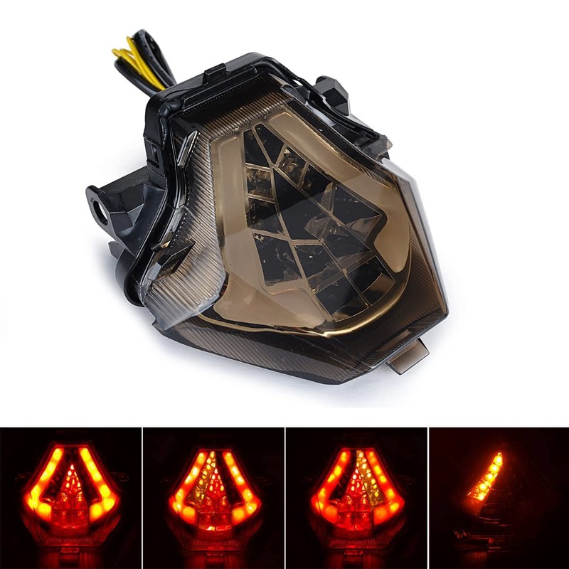 MZS Motorcycle Tail Light, LED Turn Signal Integrated Blinker Smoke
