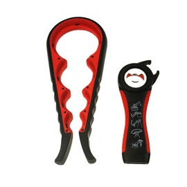 JP Number Plastic Bottle Opener, Multi-functional Bottle Opener, Bottle Opener, Can and Bottle Opener with No Grip Strength, Set of 2 Large and Small (Red)