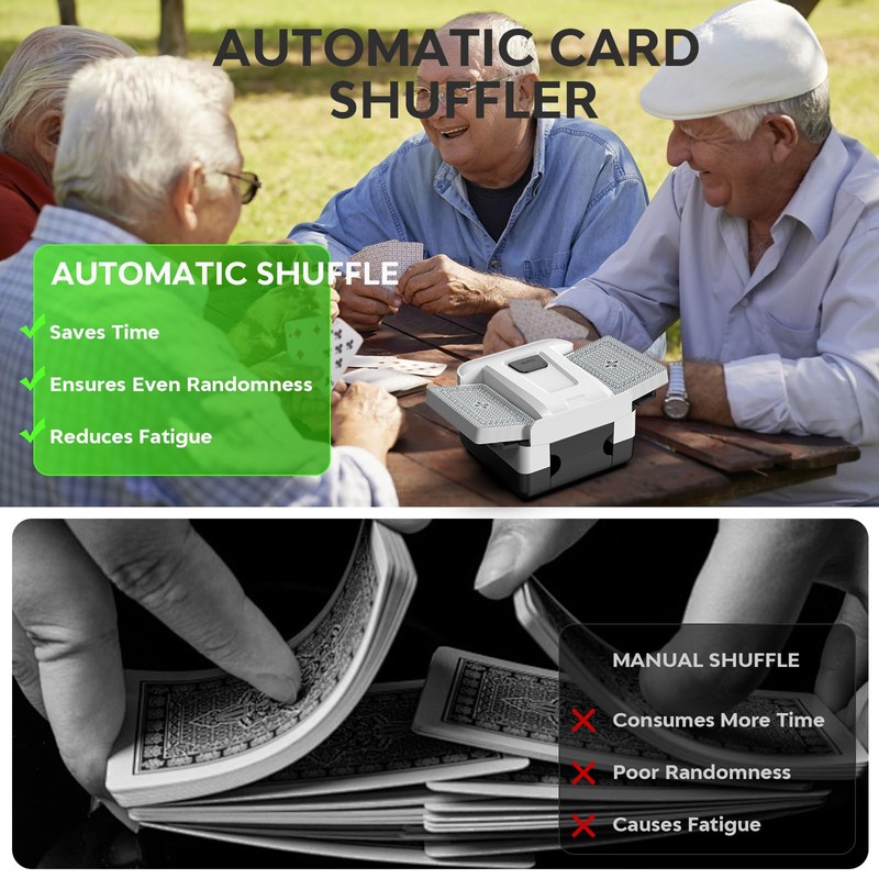 FarmNix Automatic Card Shuffler,Rechargeable Card Shuffler for 1-2 Decks