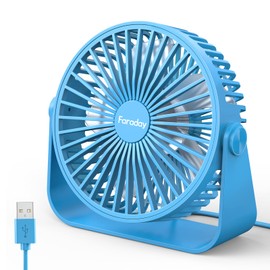 FARADAY USB Desk Fans 5 Inches Portable Table Fans 360° Head Rotation Small Personal Desktop Fan for Home Office, 3 Speeds, Blue
