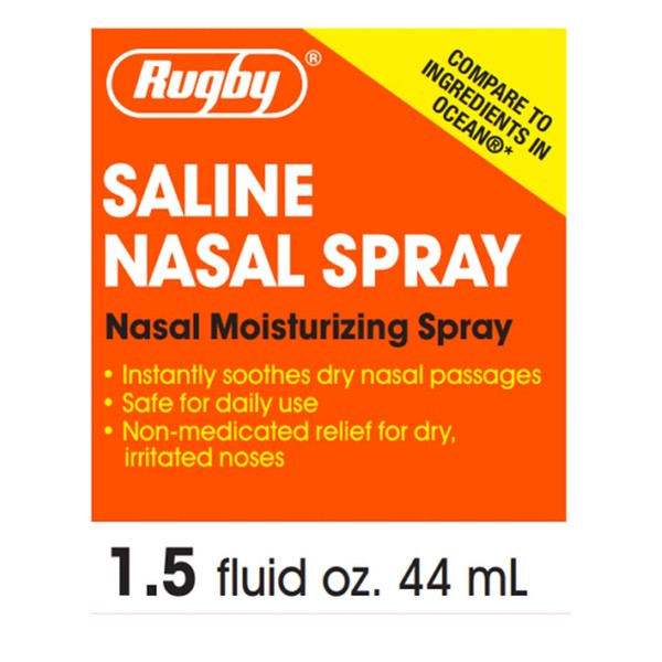 Rugby Saline Nasal Moisturizing Spray 1.5 Oz (Pack of 3)