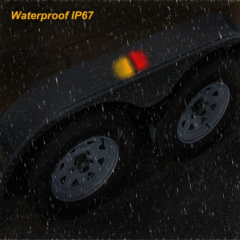 DUNTUO Amber + Red LED Trailer Fender Light Double Face