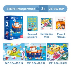TOI Leveled Puzzles for Kids Aged 3 and Up, Toddler Puzzle Preschool Learning Jigsaw Puzzles, Large Pieces Educational Game for Boys Girls, Classic Education Step 3