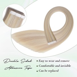 Tape in Hair Extensions 20 Inch, 10pcs/pack, Premium Synthetic Fiber, Invisible Tape Hair Extensions, Easy to Apply, Heat Resistant, Natural Look, Great for Styling, Thick & Full Hair （18/613）