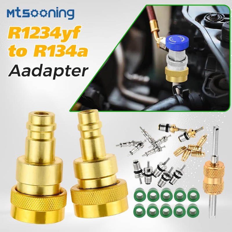 Mtsooning R1234yf to R134a Conversion Adapter,High/Low Pressure Side R134a to