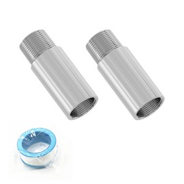 FOCMKEAS 2 PCS Shower Head Extension Arm Extender Stainless Steel 1/2PT Male to 1/2PT Female Thread, 2.36"/60mm Length Cast Pipe Fitting Coupler, Extension Tube Bathroom Accessory