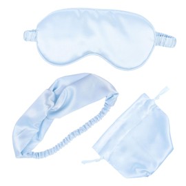 Outanaya 1set Silk Eye Mask with Blindfold Hairband and Storage Bag Lightproof Sleeping Eye Mask for Travel Relaxation and Elegant Design for Sharing