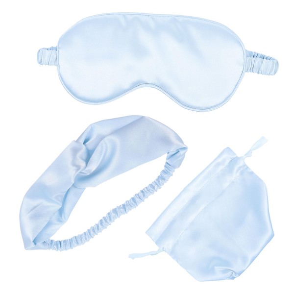 Outanaya 1set Silk Eye Mask with Blindfold Hairband and Storage