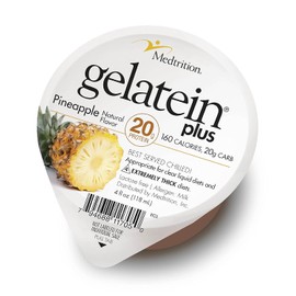 Gelatein Plus Pineapple: 20 Grams of Proteins. Ideal for Clear Liquid Diets, Swallowing Difficulties, Dialysis and Oncology. Great Pre or Post Workout Snack. (36 Pack)