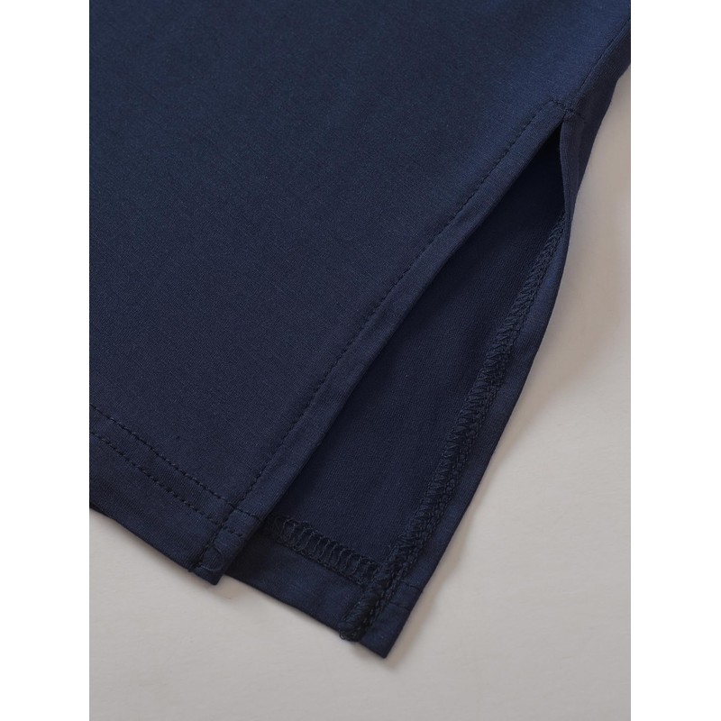 Latuza Men's Bamboo Viscose Nightshirt Sleeveless Sleep Shirt, Navy, Medium