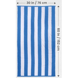 Utopia Towels 4 Pack Cabana Stripe Beach Towel, 30 by 60 Inches, Oversized 100% Ring Spun Cotton Pool Towels, Highly Absorbent Quick Dry Bath Towels for Bathroom, and Swim, Blue