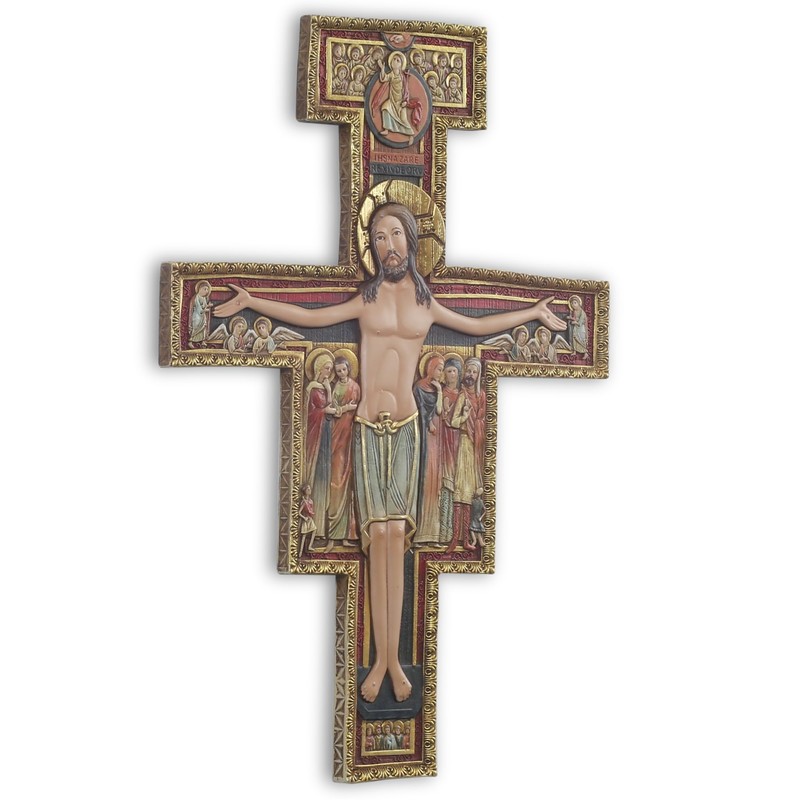 DevotedWalls 12” H San Damiano Crucifix, Catholic Francis of Assisi