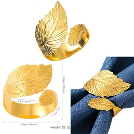 Gold Napkin Rings Set of 50,Gold Leaf Shape Napkin Rings for Table Setting,Weddings,Anniversary, Birthday,Christmas,Fall,Thanksgiving,Bars,Picnic,Party of Table Decor (Gold,50)