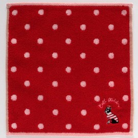 Cath Kidston 001360-0002-03 Caskidson Towel Handkerchief, Bernie Embroidery (Red) Women's Towel, Hand Towel, Approx. 9.8 inches (25 cm)