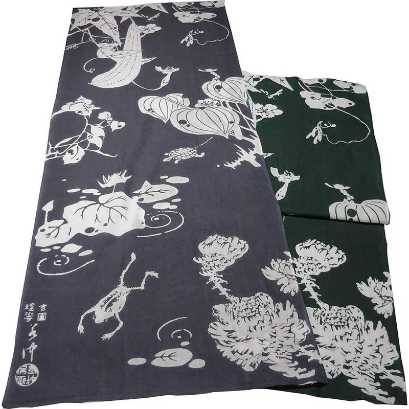 芸艸堂 てぬぐい 若冲 玄圃瑶華 灰 T-9