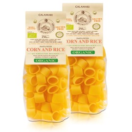Morelli Mezzi Paccheri Organic Pasta - Italian, Gourmet, Large Circle Gluten-Free Pasta from Italy Made from Corn & Rice, for Stuffing - 8.8 ounce - Pack of 2