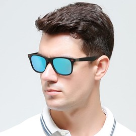 Teumire Polarized Square Sunglasses for Men Outdoors Sports Driving Sun glasses UV Protection Glasses(Matte Black/Blue Mirror Lens+Matte Black/Red Mirror Lens)