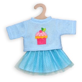 Heless 2050 - Bekleidungs-Set für Puppen, 2-teilig mit Pullover und Tüllrock, in den Farbvarianten Blau, Rosa und Pink, 1 von 2 Designs (zufällige Auswahl), Größe 35 - 45 cm