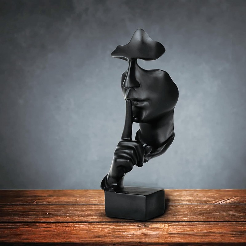 Tibeoyad Decorative Statue, Silence is Gold Statue Office Shelf Table